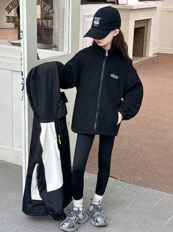 Jakna za djevojčice, korejskog stila, jesen 2025, zatvarač, poliester (80%)