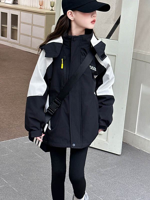 Jakna za djevojčice, korejskog stila, jesen 2025, zatvarač, poliester (80%)