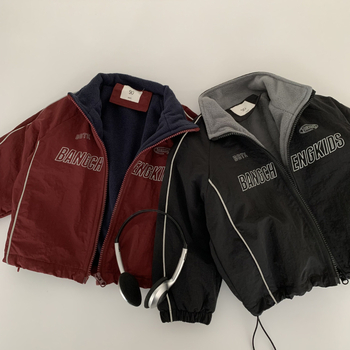 Dječja zimska jakna s fleecem, zatvara se zipom, unisex, korejski stil, debeli najlonski vanjski sloj