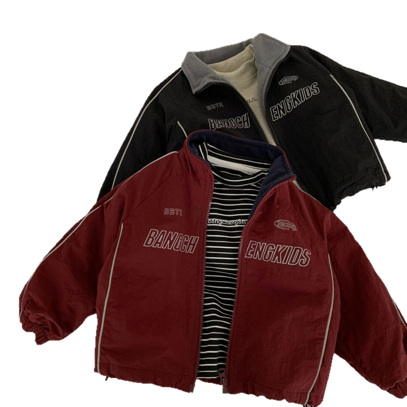 Dječja zimska jakna s fleecem, zatvara se zipom, unisex, korejski stil, debeli najlonski vanjski sloj