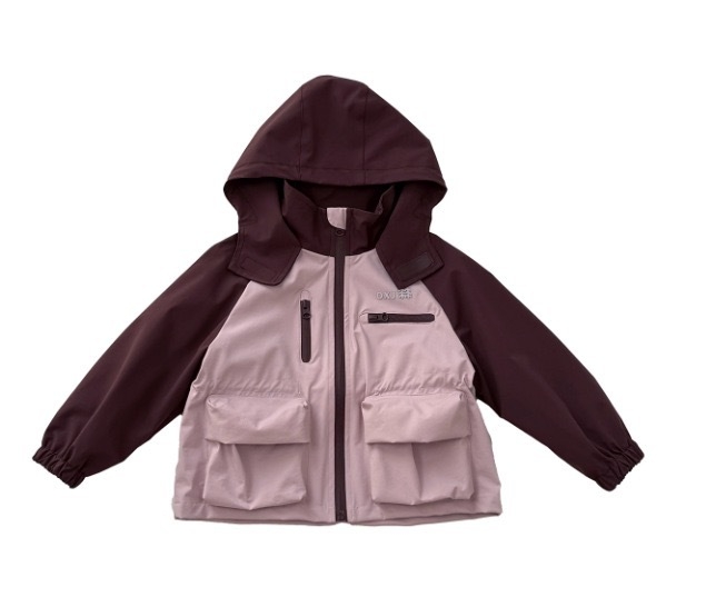 Dječja jakna za jesen: vjetrovka, vodootporna i otporna na mrlje; unisex, s stojećim ovratnikom i 100% poliester.
