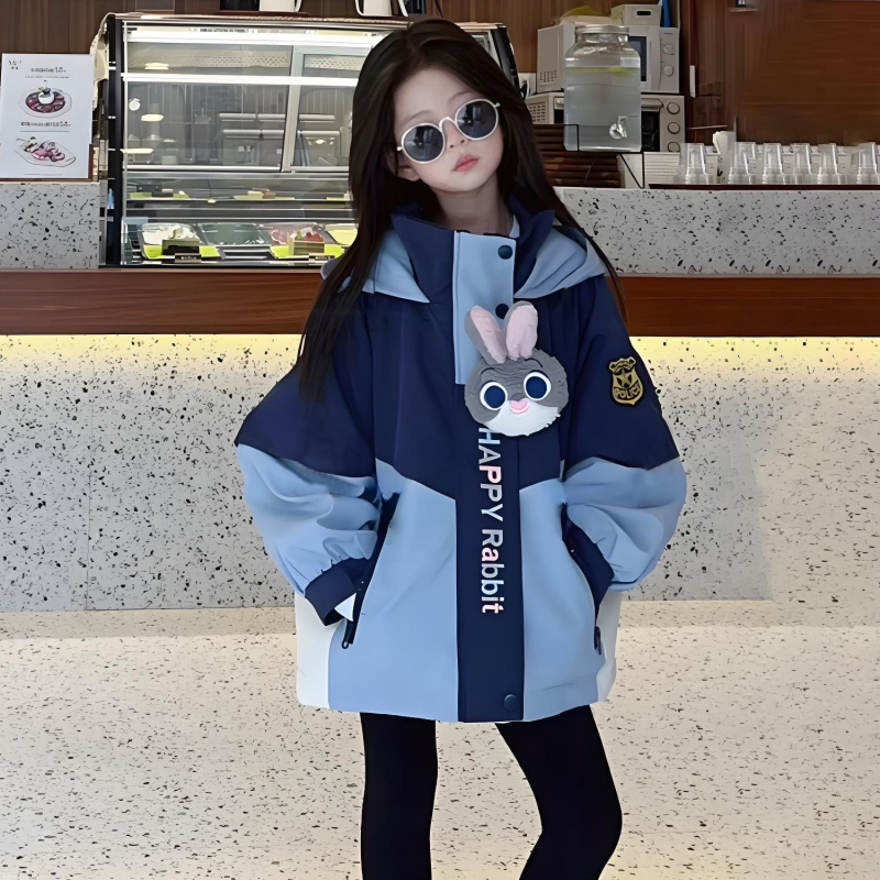 Dječja jakna s kapuljom za djevojčice – pamuk mješavina 51–70%, korejski stil, proljeće 2025, za novorođenčad (0–1 godina)