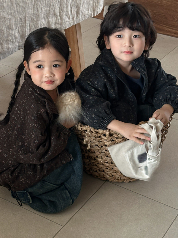 Dječja jakna s floralnim uzorkom i zatvaračem, 100% pamuk, jesen 2025, šumski stil