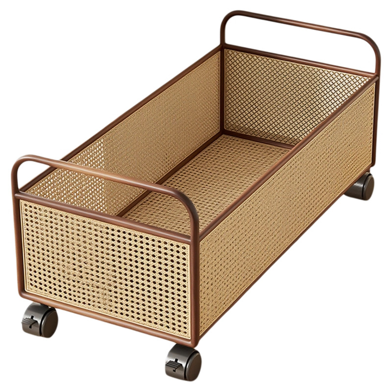 Könyvtároló doboz, vasból készült, modern minimalista stílus, görgőkkel mozgatható, 0-5 L kapacitás, többfunkciós tároló