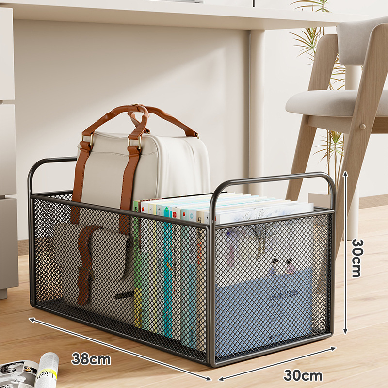 Könyvtároló doboz, vasból készült, modern minimalista stílus, görgőkkel mozgatható, 0-5 L kapacitás, többfunkciós tároló