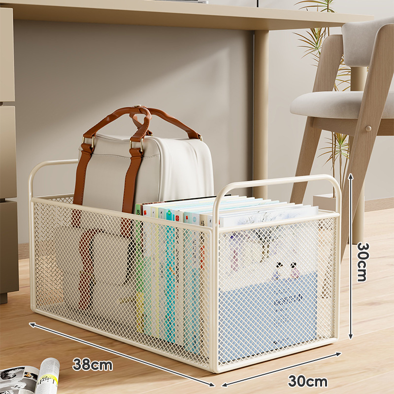 Könyvtároló doboz, vasból készült, modern minimalista stílus, görgőkkel mozgatható, 0-5 L kapacitás, többfunkciós tároló