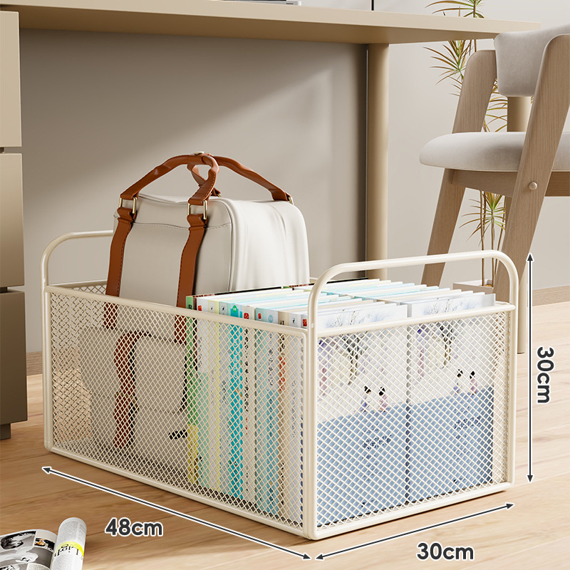 Könyvtároló doboz, vasból készült, modern minimalista stílus, görgőkkel mozgatható, 0-5 L kapacitás, többfunkciós tároló