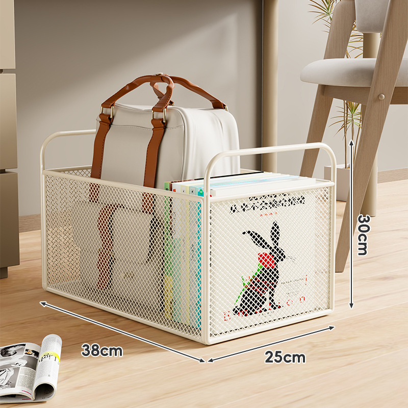 Könyvtároló doboz, vasból készült, modern minimalista stílus, görgőkkel mozgatható, 0-5 L kapacitás, többfunkciós tároló