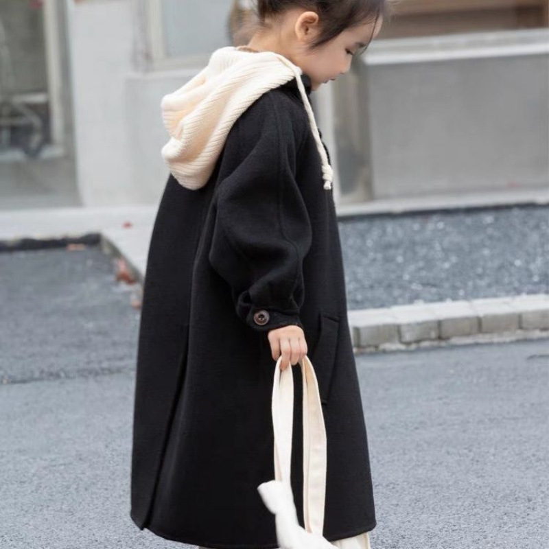 Dječji kaput s kapuljom, srednje duljine, pamuk, korejski stil