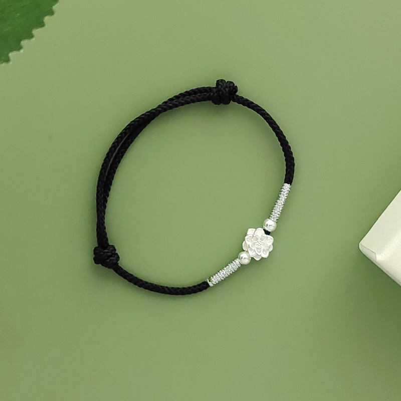 Βραχιόλι από ασήμι 999 με μοτίβο λωτού, πλεκτό στο χέρι, κινεζικού στυλ