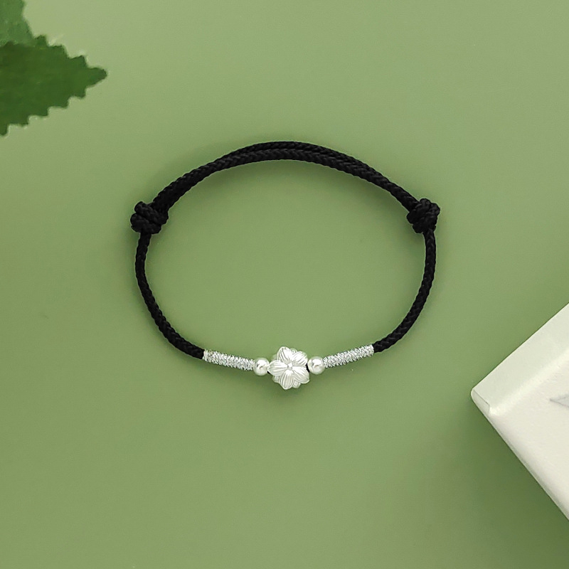 Βραχιόλι από ασήμι 999 με μοτίβο λωτού, πλεκτό στο χέρι, κινεζικού στυλ