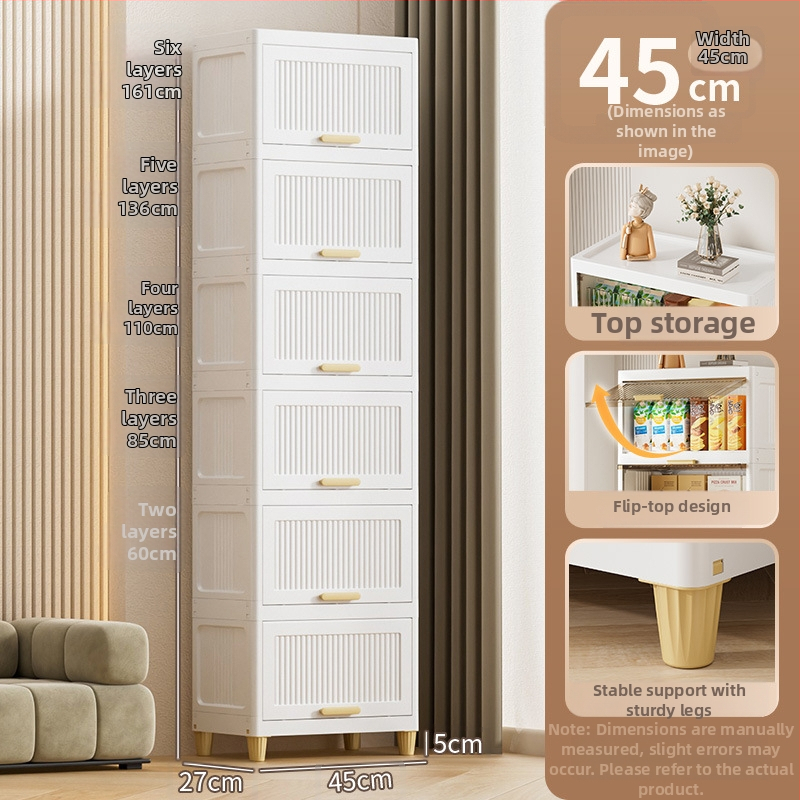 PP materiāla glabāšanas skapis ar pieciem līmeņiem, uz grīdas novietojams, 35-55 sērija, moderns minimālisma stils.