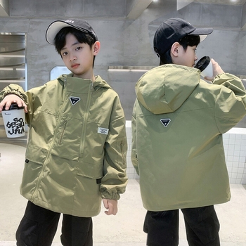 Dječja windbreaker jakna s kapuljom, unisex, zip zatvaranje, Vinylon tkanina