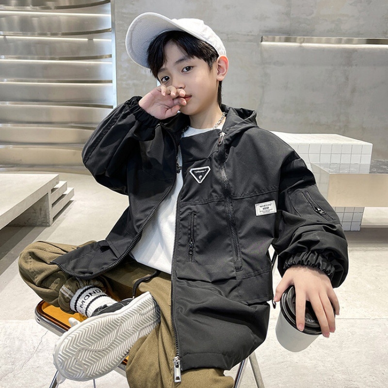 Dječja windbreaker jakna s kapuljom, unisex, zip zatvaranje, Vinylon tkanina