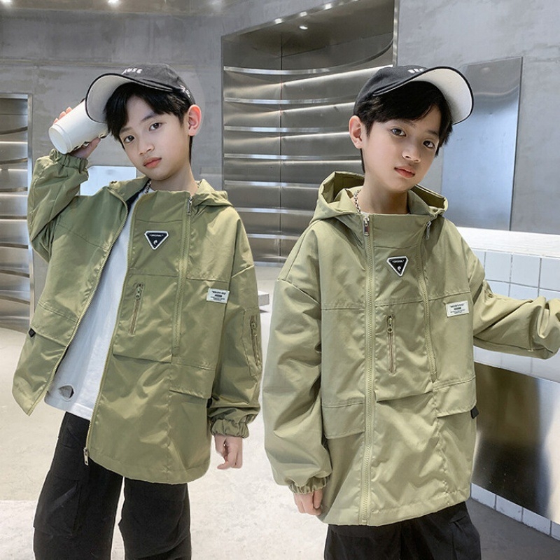 Dječja windbreaker jakna s kapuljom, unisex, zip zatvaranje, Vinylon tkanina