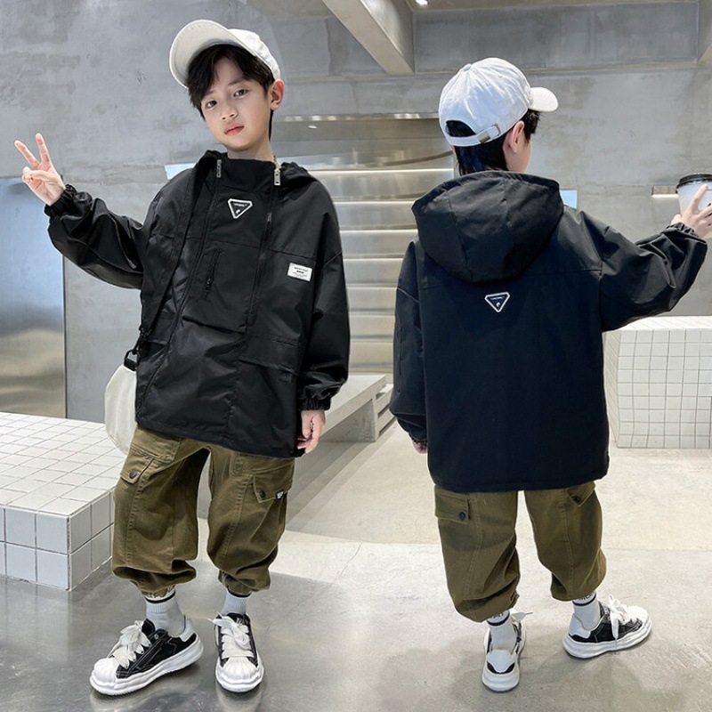 Dječja windbreaker jakna s kapuljom, unisex, zip zatvaranje, Vinylon tkanina