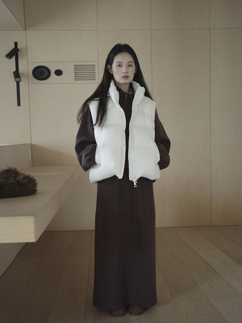 Ženska vesta s punom od pačjeg perja, visok ovratnik, zatvarač, najlonska tkanina, japansko-korejski casual stil