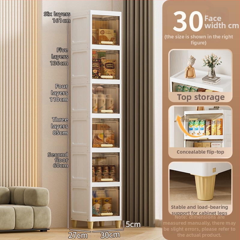 Piecu stāvu PP plastmasas uzglabāšanas skapis ar paceļamu vāku, moderns minimālistiskais dizains, stāvošs uz grīdas