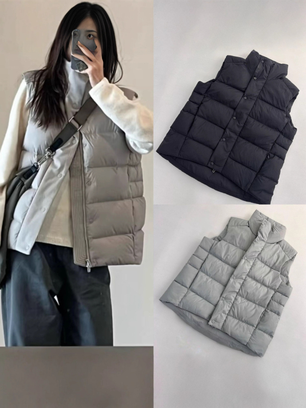 Ženska puffer vest s visokim ovratnikom, korejskog stila, zimska toplina, model za parove, 600 punjenja bijelim gusjim perjem, 2025 novi model