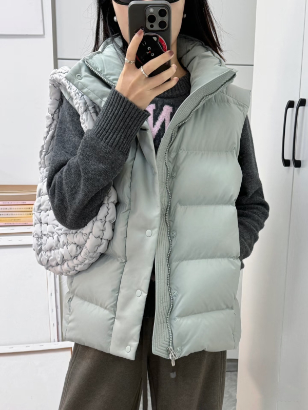 Ženska puffer vest s visokim ovratnikom, korejskog stila, zimska toplina, model za parove, 600 punjenja bijelim gusjim perjem, 2025 novi model