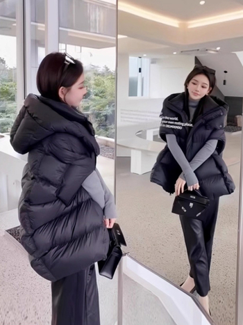 Moteriška pūkinė liemenė su stačiu kaklu ir užtrauktuku, elegantiškas miesto stilius, organinis medvilnės mišinys 50-70%