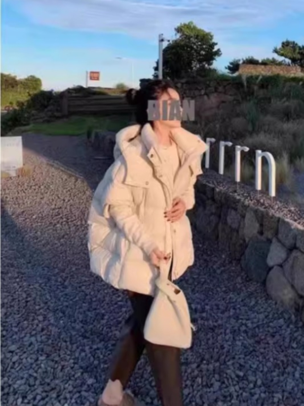 Moteriška pūkinė liemenė su stačiu kaklu ir užtrauktuku, elegantiškas miesto stilius, organinis medvilnės mišinys 50-70%