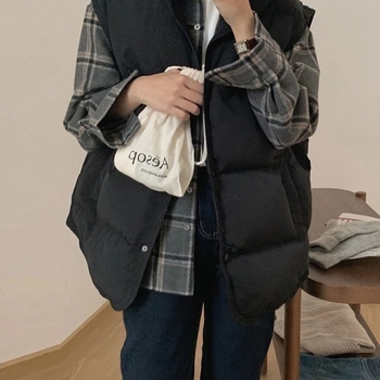 Moteriška vesta iš down-cotton, korejiško stiliaus laisvas kirpimas, ultra trumpas ilgis, chenille audinys, pavasaris 2025