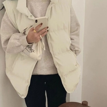 Moteriška vesta iš down-cotton, korejiško stiliaus laisvas kirpimas, ultra trumpas ilgis, chenille audinys, pavasaris 2025