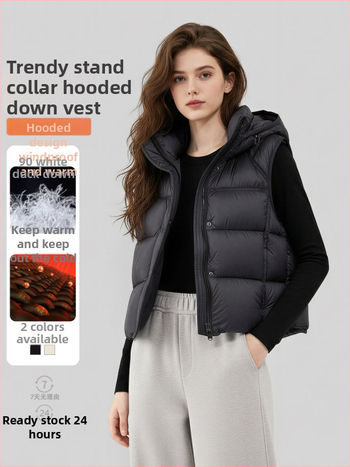 Moteriška gobtuvinė pūkų liemenė, užpildas iš žąsų pūkų, išorė: nailonas, užtrauktukas, įprasta ilgis