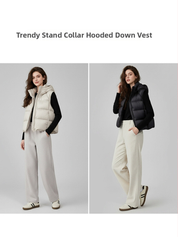 Moteriška gobtuvinė pūkų liemenė, užpildas iš žąsų pūkų, išorė: nailonas, užtrauktukas, įprasta ilgis