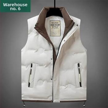 Pūkas veste ar stāvošu apkakli, priekšējais rāvējslēdzējs, pūkas saturs 66–70%, pildījums 100–150 g, brīvs griezums