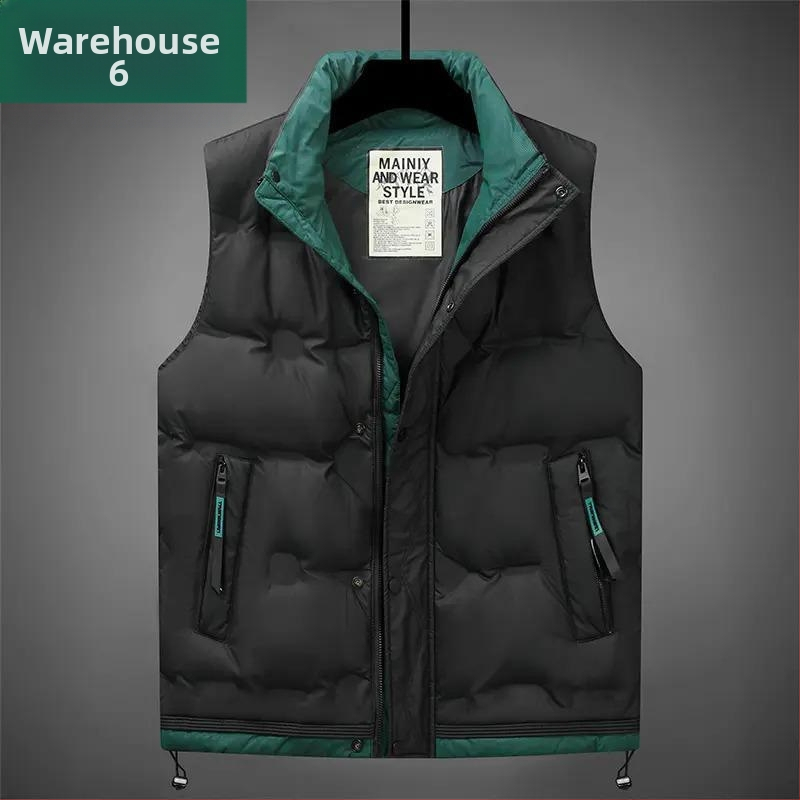 Pūkas veste ar stāvošu apkakli, priekšējais rāvējslēdzējs, pūkas saturs 66–70%, pildījums 100–150 g, brīvs griezums