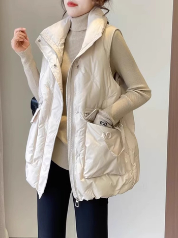 Női mellény gyapjúból, álló gallérral és cipzárral, tél 2024