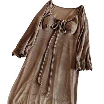 Island Velvet noćna haljina s vezićom — stil Conjoined, Pure Desire, dugi rukav, duga suknja, 90-95% poliester, debljina 401-500 g/m2