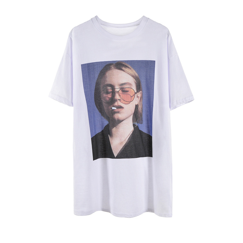 Noćna haljina za ljeto, korejskog stila s cvjetnim uzorkom i karikaturom patke, Cloud Cotton Blend materijal, okrugli izrez, midi dužina