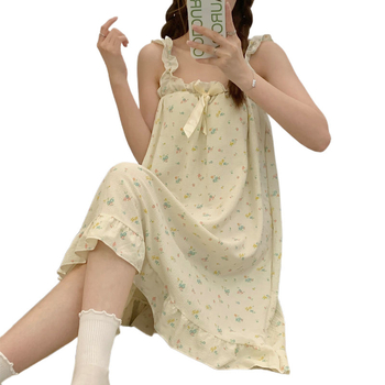 rochie de noapte de vară cu umplutură pentru bust, lungime medie, stil bretele