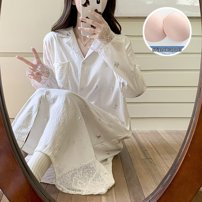 Cloud Cotton dámska nočná súprava – cardigan s vložkou na hrudník, dlhé rukávy, voľný strih, midi sukňa, polyester 90–95%, stredná hrúbka