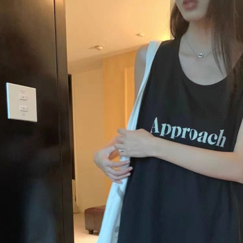 Rochie de noapte fără mâneci, guler rotund — imprimeu, stil dulce și drăguț, rochie lungă, 100% material principal, greutate moderată