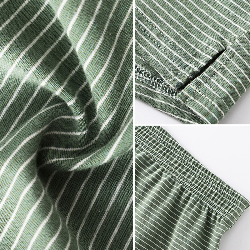 Medvilninės pižaminės kelnės, dryžuotos, kvėpuojančios, megzti, su vidutiniu juosmens aukščiu