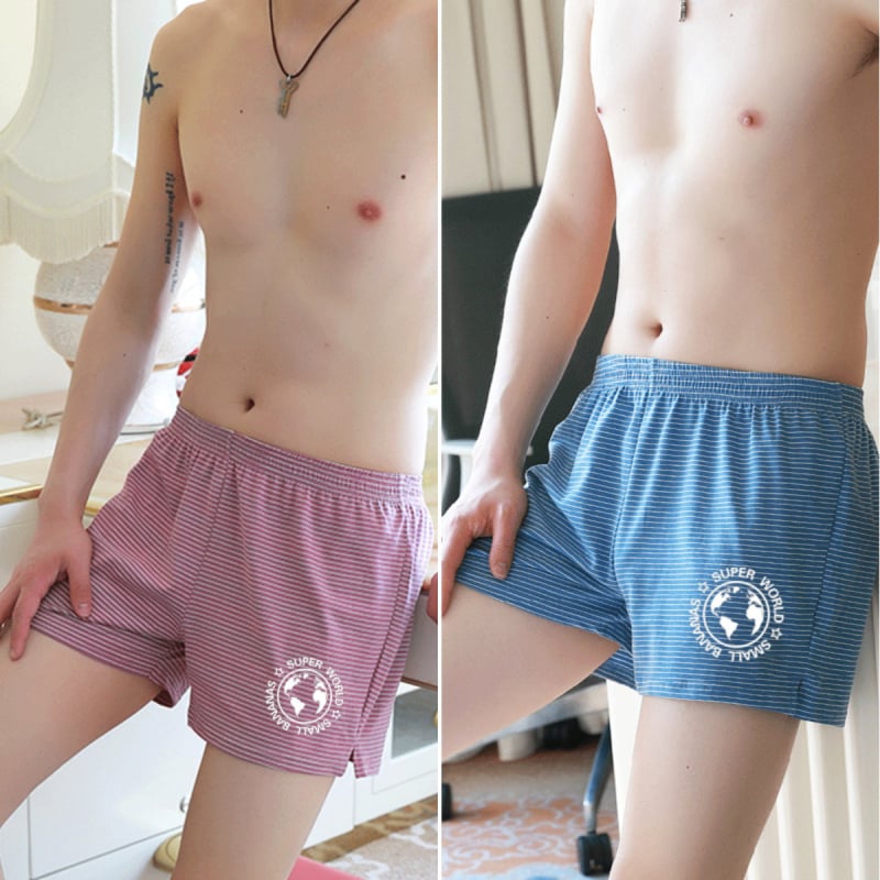 Medvilninės pižaminės kelnės, dryžuotos, kvėpuojančios, megzti, su vidutiniu juosmens aukščiu