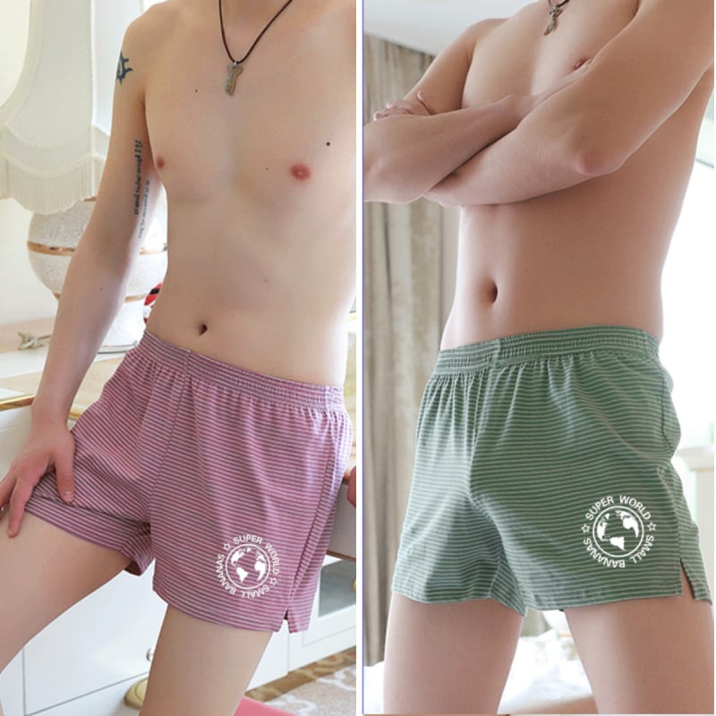 Medvilninės pižaminės kelnės, dryžuotos, kvėpuojančios, megzti, su vidutiniu juosmens aukščiu