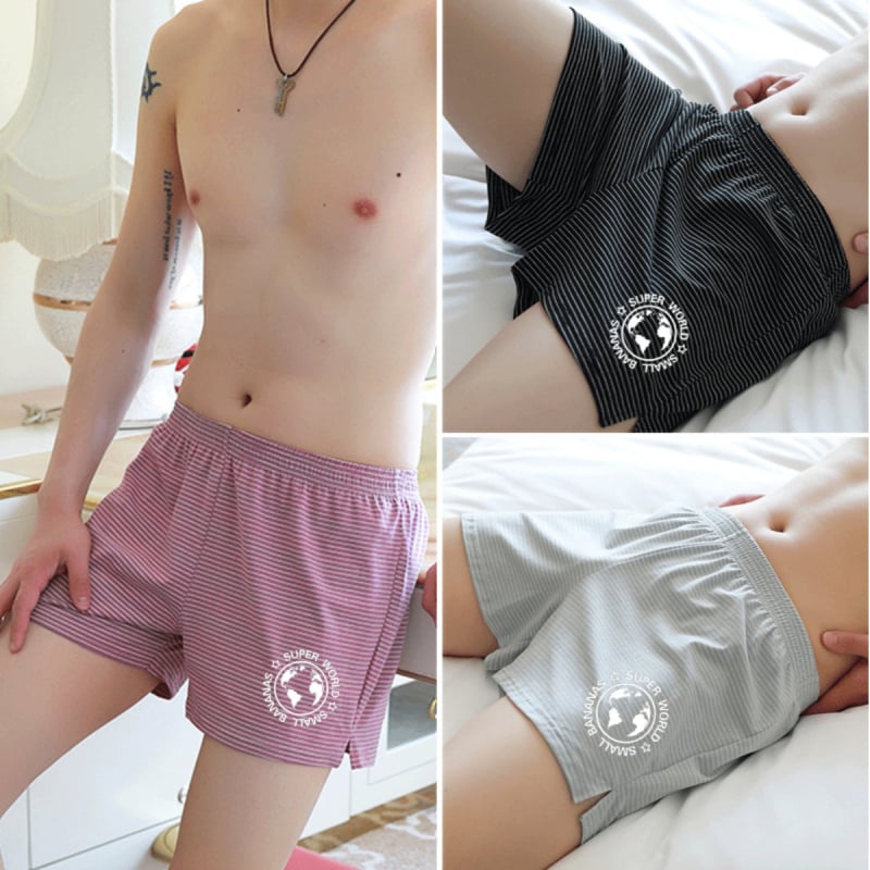 Medvilninės pižaminės kelnės, dryžuotos, kvėpuojančios, megzti, su vidutiniu juosmens aukščiu