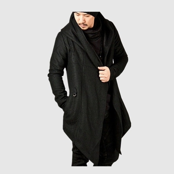 Pamučna kapuljačasta windbreaker jakna s nepravilnim rubom, širokog kroja, srednje duljine