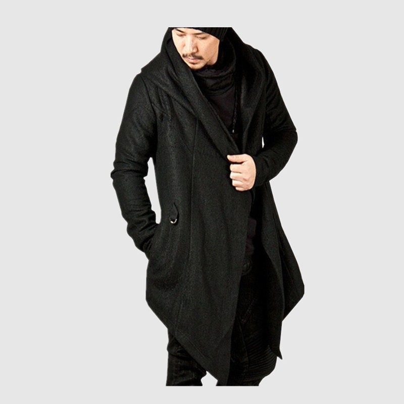 Pamučna kapuljačasta windbreaker jakna s nepravilnim rubom, širokog kroja, srednje duljine