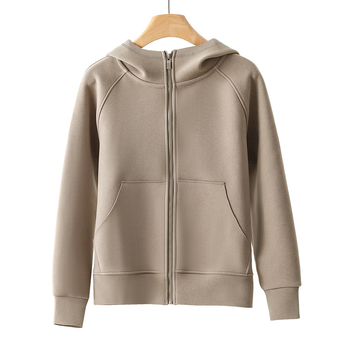 Дамска качулна ветровка от Musi Velvet, полиестер-спандексова смес, екстра дебела, цип, ежедневен стил