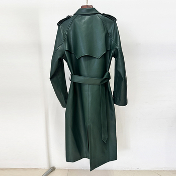 Δερμάτινο trench coat, εφαρμοστό, μακρύ μήκος, διπλοκουμπωτό, τεχνητό δέρμα