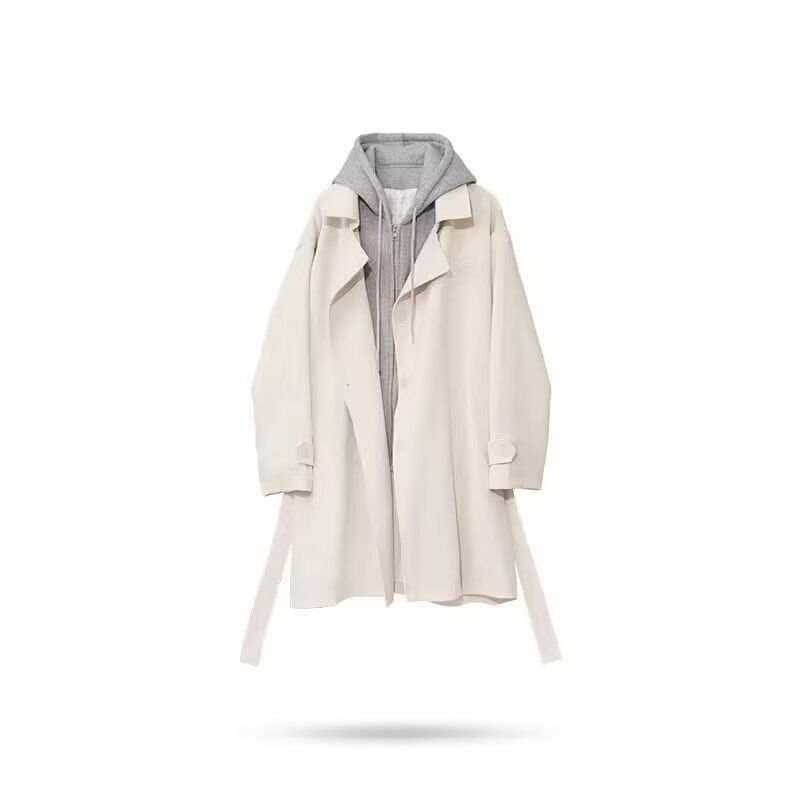 Korejski stil windbreaker kaput, kratka duljina 40–50 cm, stojeći ovratnik, jednodijelno kopčanje, modalna tkanina s detaljima zajčje dlake, džepovi, kontrastne boje, proljeće i jesen