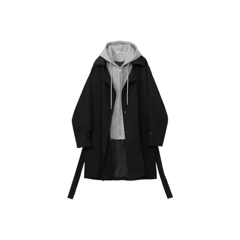 Korejski stil windbreaker kaput, kratka duljina 40–50 cm, stojeći ovratnik, jednodijelno kopčanje, modalna tkanina s detaljima zajčje dlake, džepovi, kontrastne boje, proljeće i jesen