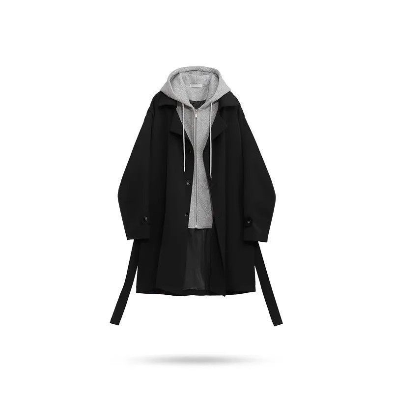 Korejski stil windbreaker kaput, kratka duljina 40–50 cm, stojeći ovratnik, jednodijelno kopčanje, modalna tkanina s detaljima zajčje dlake, džepovi, kontrastne boje, proljeće i jesen