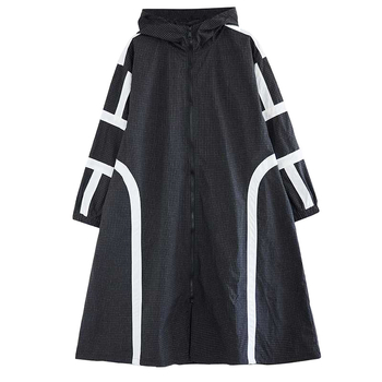 Μακρύ παλτό τρανς από ακρυλικό, ελεύθερη γραμμή, halter-neck, υπερ-μακριά μανίκια, περιεκτικότητα υφάσματος 95%+